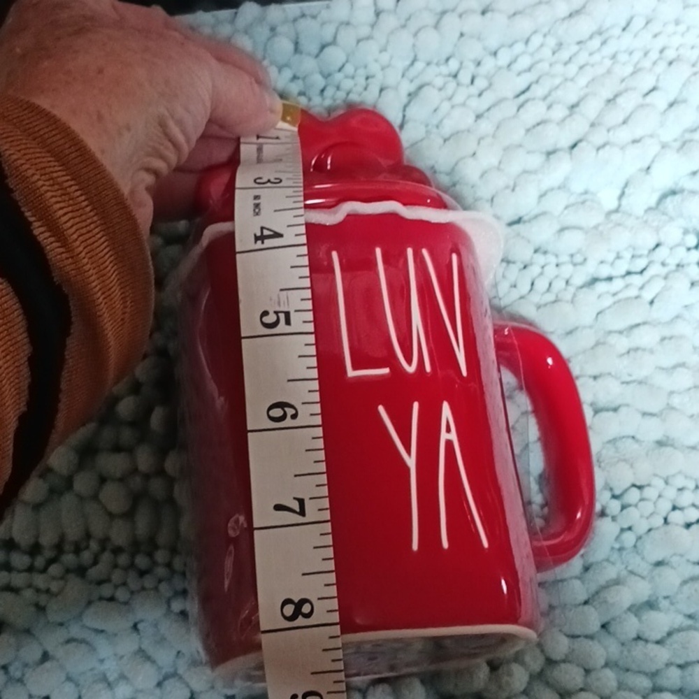 NWT Rae Dunn Artisan collection LUV YA red coffee mug with hearts lid - Picture 5 of 7